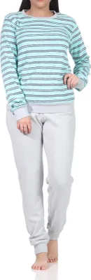 Produktbild von Damen Frottee Schlafanzug Pyjama mit Bündchen - auch in Übergrössen - 222 201 13 852a ; aqua , 36