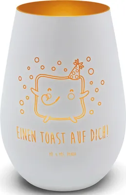 Produktbild von Mr. & Mrs. Panda Windlicht Glas Toast Party - Weiß - Geschenk, für Frauen, Mitbringsel, Freundin, Valentinstag, Outdoor, Hochzeitstag, deko licht, Teelichthalter, Laterne