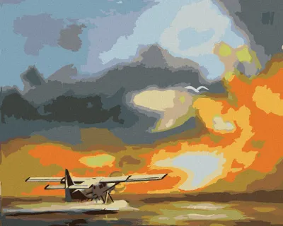 Produktbild von Zuty - Malen nach Zahlen - FLUGZEUG UND SONNENUNTERGANG (D. RUSTY RUST), 40x50 cm, ohne Keilrahmen