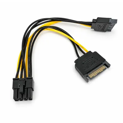 Produktbild von R37 SATA Stromadapter 2x 15-Pin SATA Stecker auf 8-Pin PCIe Grafikkarte 18cm Adapterkabel für PC Netzteil GPU Grafikkarten Stromversorgung intern