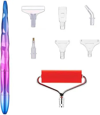 Produktbild von 8 Stk. Diamond Malstifte, Edelstahl und Kunststoff, mit Rolle und Tintenpatronen, DIY Malwerkzeug lila