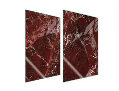 Immagine prodotto di Piastre copri fornelli 2 pezzi 35x52 Copri piano cottura in Vetroceramica tagliere in vetro marmo rosso