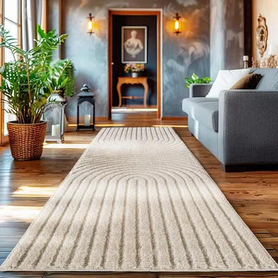 Produktbild von Homebyhome Hochflor Teppich Wohnzimmer Skandinavische Boho Design 3D Optik Teppich Shaggy Flauschig Weich, Grösse: 80x250 cm