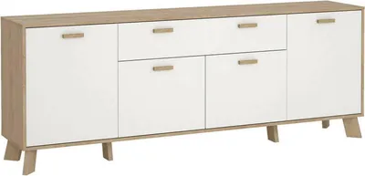 Immagine prodotto di Dmora Credenza Wukong 39.1x195.7x73h cm Bianco, Apertura Battente e Scorrevole 4 Ante