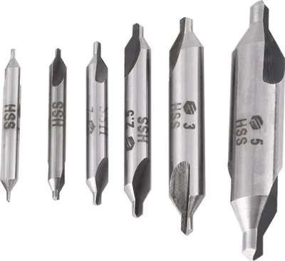 Produktbild von HSS-Zentrierbohrer-Set 60° Ø 1/1,5/2/2,5/3/5 mm für Metall, 6-teilig