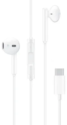 Zdjęcie produktu dla Słuchawki do telefonu Huawei P30 Pro (nowa edycja), P20 Pro, CM33, kolor biały. Słuchawki douszne, typu headset, złącze USB-C (TYP-C), dźwięk stereo