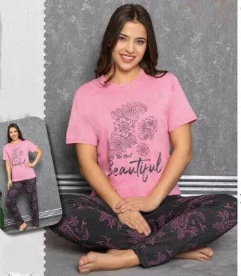 Produktbild von Damen Pyjama Schlafanzug Rosa XL Kurz 2-Teiler Set C-82