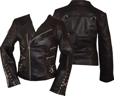 Produktbild von Damen Lederjacke im taillierten Biker-Stil mit Schnallen und Reißverschlüssen