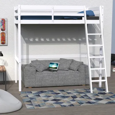Produktbild von Hochbett STUDIO mit Lattenrost/ Hochbett 90x190 - Weiß