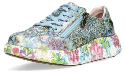 Produktbild von Laura Vita Damen Sneaker Ornament Floral Glitzer Plateau NIKITO 57, Größe:38 EU, Farbe:Blau