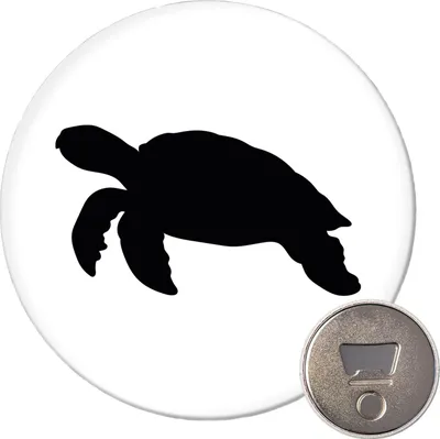 Produktbild von Huuraa Magnet Schildkröte Silhouette 59mm Kühlschrankmagnet rund Flaschenöffner Geschenkidee