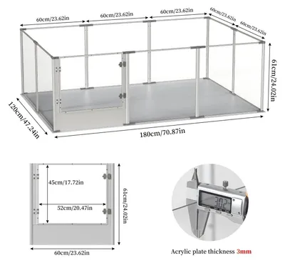 Zdjęcie produktu dla Ogrodzenie dla psów – kojec dla szczeniąt, 10 paneli – tworzywo akrylowe – wysokość 61 cm – z drzwiami – wodoodporna mata podłogowa – do użytku w pomieszczeniach – kolor srebrny