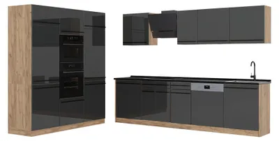 Imagen del producto de Mueble de cocina Vicco R-Line Antracita alto brillo/Roble dorado 180 cm encimera Antracita, Model 66223