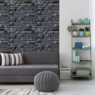 Produktbild von Selbstklebende Wandverkleidung mit Steinmotiv für Bad, Küche und Wohnzimmer – Tapete in Vulkansteinoptik – H 40 x L 40 cm