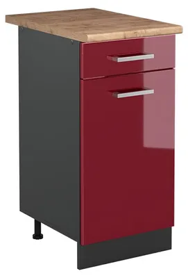 Zdjęcie produktu dla Szafki kuchenne Vicco R-Line Czerwony połysk/Antracyt 40 cm blat roboczy Dąb Goldkraft, Model 61031