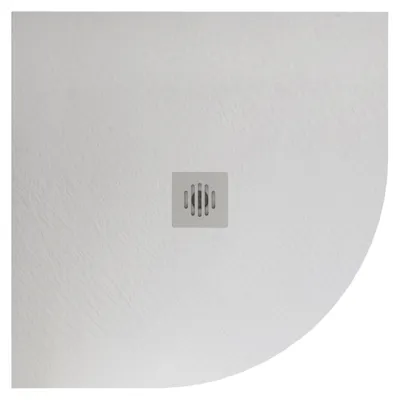 Produktbild von Duschspa 80x80x3cm Viertelkreis Duschwanne mit Edelstahl Ablaufabdeckung Ablaufgarnitur Weiß Schiefereffekt Duschtasse