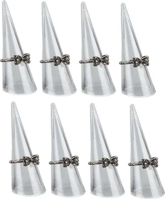Produktbild von 8er Set Acryl Ringhalter transparent für einzelne Fingerringe, 68x25mm - Schmuckorganizer für stilvolle Aufbewahrung, Präsentationsständer für Ringe, Ausstellungsständer für Juwelier Verkaufsvitrine