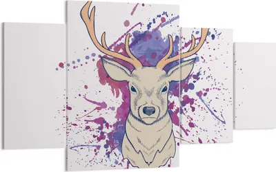 Produktbild von Bild auf Leinwand - Leinwandbild - Hirsch Abstraktion - 160x90cm - Wand Bild - Wanddeko - Leinwanddruck - Bilder - Kunstdruck - Wanddekoration - Leinwand bilder - Wandkunst - DL160x90-3691