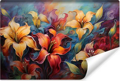 Produktbild von Muralo Vlies Fototapete für Wohnzimmer Büro bunte BLUMEN Pflanzen Abstraktion Malarei Moderne Kunst Br. 368cm x Hö. 254cm