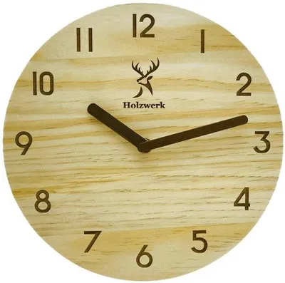 Produktbild von Holzuhr Vintage Stiluhr Grün Massivholz Hirschmodell