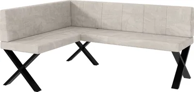 Produktbild von MEBLINI Eckbank für Esszimmer - Küchenbank - Essecke - Sitzecke Küche - PETER - X-Beine 128x168x87cm Links - Beige Samt