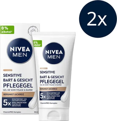 Produktbild von NIVEA MEN Sensitive Bart & Gesichtspflege Gel 2x 50ml