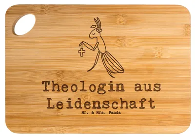 Produktbild von Mr. & Mrs. Panda Holzbrett Theologin Leidenschaft - Transparent - Geschenk, jausenbrett, Holzbrettchen, Frühstücksbrett, Hackbrett, Schneidebrett