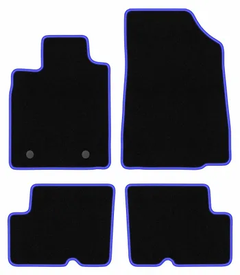 Produktbild von Velours-Fußmatten für Dacia Sandero II 2013-2019 (Schrägheck/Stepway) – 4-tlg, Schwarz/Blau, passgenau – Wielganizator CARLUX