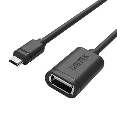 Produktbild von UNITEK Y-C438GBK, 0,2 m, Micro-USB B, USB A, USB 2.0, 0,48 Gbit/s, Schwarz