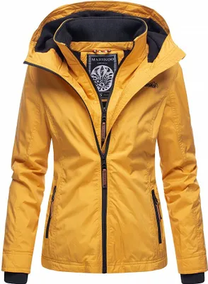 Produktbild von Marikoo Damen Übergangs Outdoor Jacke Windbreaker Regenjacke Erdbeere Gelb Gr. 34 - XS