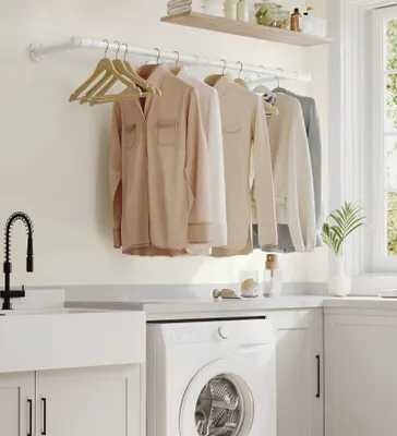 Produktbild von Wandgarderobe - Kleiderstange - Stahl - 30,4 x 170 x 7 cm - Weiß