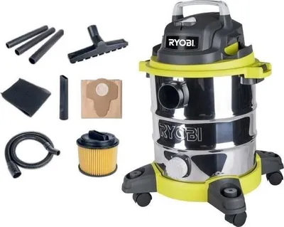 Produktbild von RYOBI Nass-Trockensauger, 1250 W, 20 L Edelstahlbehälter, 20,5 kPa Saugkraft, RVC-1220I-G