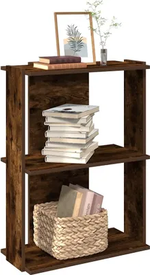 Image de Maison Exclusive - Bibliothèque 3 étagères Chêne fumé 60x30x80 cm Matériau dérivé du bois