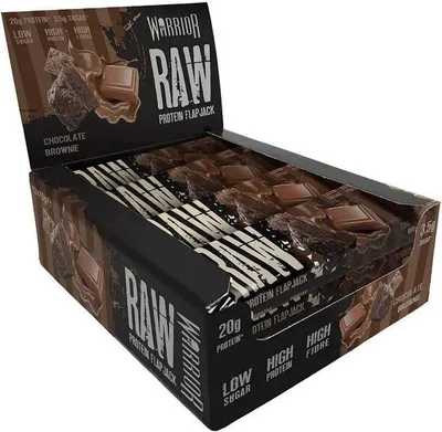 Produktbild von Warrior Raw Protein Flapjack - 12 Haferriegel a 75 g Chocolate Brownie