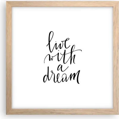 Produktbild von Gerahmtes Poster - Rahmen in heller Eiche - Handschriftlich Live Ein Traum - 30x30 cm - Wand Bild - Wanddeko - Wandbilder - Kunstposter - Wandposter - Bilderrahmen - Bilder - P2NAC30x30-4423