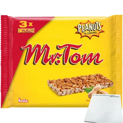 Produktbild von Mr.Tom Erdnuss Caramell Riegel 1er Pack (3x40g Riegel) + usy Block