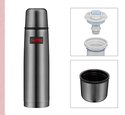Produktbild von THERMOS Edelstahl Isolierflasche 1L Grau 24h Heiß/Kalt Spülmaschinenfest