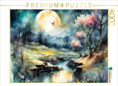 Produktbild von CALVENDO Puzzle Frühling im Mondschein | 2000 Teile Lege-Größe 90x67cm Foto-Puzzle für glückliche Stunden