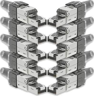 Produktbild von 10x Netzwerk Stecker CAT 7 Werkzeuglos RJ45 CAT7 Netzwerkstecker Netzwerkkabel