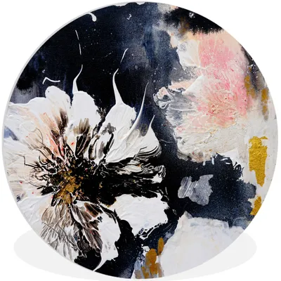 Produktbild von MuchoWow® Rundes Wandbild - Runde Bilder Blumen - Kunst - Abstrakt - Malerei Ø 30 cm Kreis Wanddekoration Kunststoff - Wandkreis - Wandschmuck - Schlafzimmer - Bilder - Der Kreis - Kunst für die Wohnung - Plastik - Kunstdruck - Wandbild