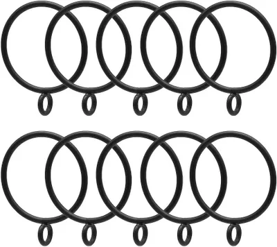 Zdjęcie produktu dla Metalowe pierścienie, czarny kolor, 40 sztuk, średnica 6,5 cm, do zasłon