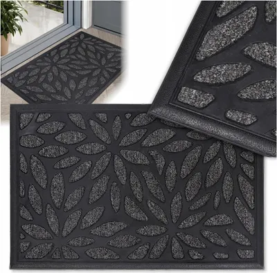 Produktbild von Fußmatte 40 x 60 cm – Schmutzfangmatte - Haustürmatte für Innen & Außen, Fussmatten - Rutschfeste - Fußabtreter für Eingangsbereich - Grau