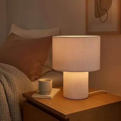 Produktbild von Retro Lampe in Vintage Cord Stoff der 70er Jahre in Beige