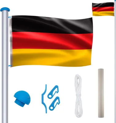 Produktbild von JOIEYOU Fahnenmast Aluminium 6,5m Höhenverstellbar Fahnenstange mit Deutschlandfahne Bodenhülse für Balkon Garten