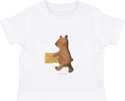 Produktbild von Mr. & Mrs. Panda  T-Shirt Bär Zuhause 0. - 6. Monat - Weiß - Geschenk, Baby Oberteil, Babyshirt, Öko, Teddy, Kleinkind Shirt, Organic