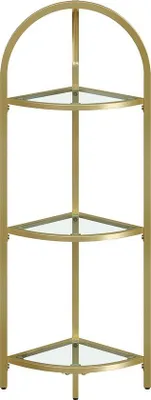 Produktbild von Dreiebenen-Regal – Mit Glasplatten aus gehärtetem Glas, Metall, Goldfarbe