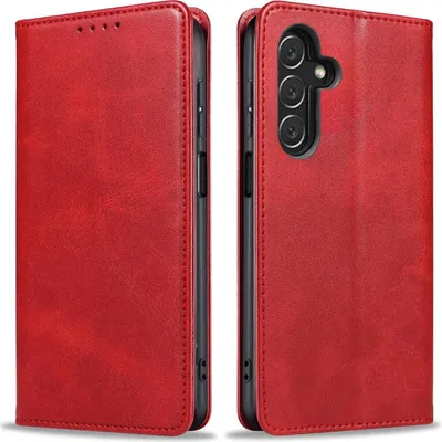 Produktbild von Handyhülle für Samsung Galaxy A25 5G Kunstleder Flip Cover Hülle Handytasche Case Kartenfach Farbe: Rot