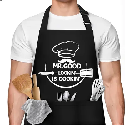 Imagen del producto de Delantales para hombres, de algodón, talla única, para la cocina