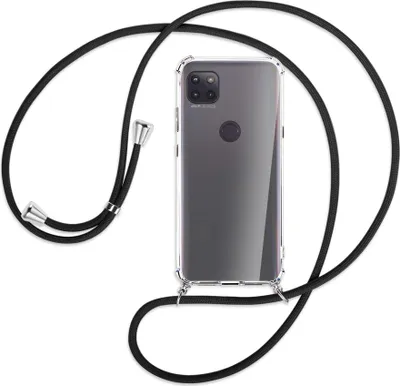 Produktbild von Handykette Backcover-Schutzhülle mit Band (Metall silberfarben) für Motorola Moto G 5G - schwarz
