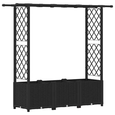 Obrázek produktu pro Vyvýšený záhon s treláží a střechou Černá 162,5 x 40 x 136 cm